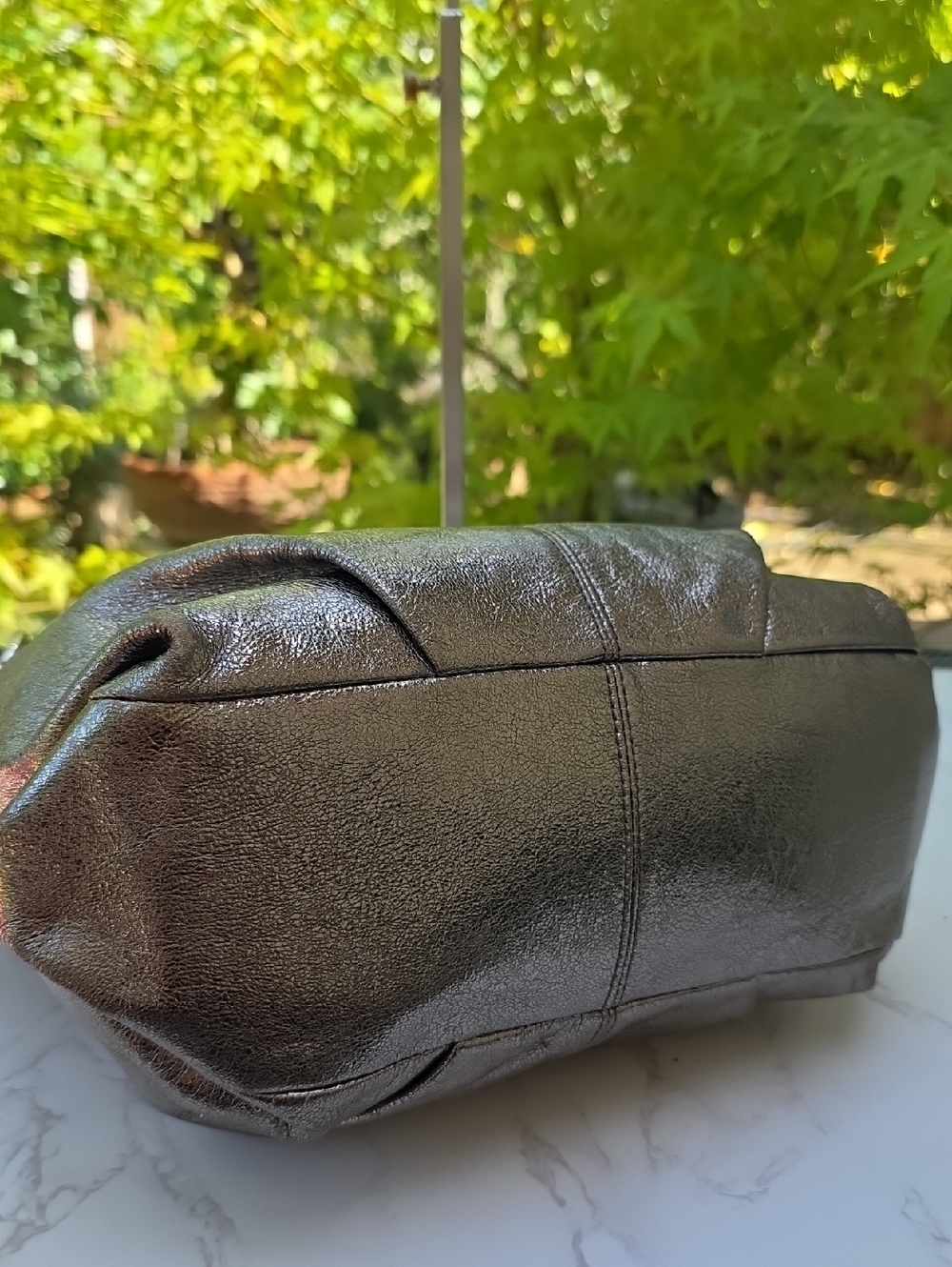 Coach Y2K Brooke Hobo Silver Gold Tones Metallic Leather Shoulder Hand Bag - Picture 12 of 16